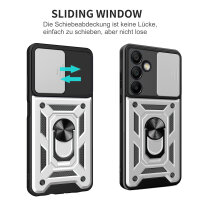 Outdoor Panzer Hülle für Samsung Galaxy S24 FE mit Kameraschutz Ringhalter Bumper in Silber