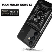 Outdoor Panzer Hülle für Samsung Galaxy S24 FE mit Kameraschutz Ringhalter Bumper in Schwarz