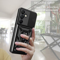 Outdoor Panzer Hülle für Samsung Galaxy S24 FE mit Kameraschutz Ringhalter Bumper in Schwarz