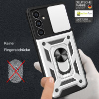 Outdoor Panzer Hülle für Samsung Galaxy A16 mit Kameraschutz Ringhalter Bumper in Silber