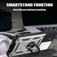 Outdoor Panzer Hülle für Samsung Galaxy A16 mit Kameraschutz Ringhalter Bumper in Silber