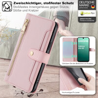 Handykette für Samsung Galaxy A16 Hülle mit Band Handyhülle Kartenfächer PU Leder Umhängetasche in Rosa