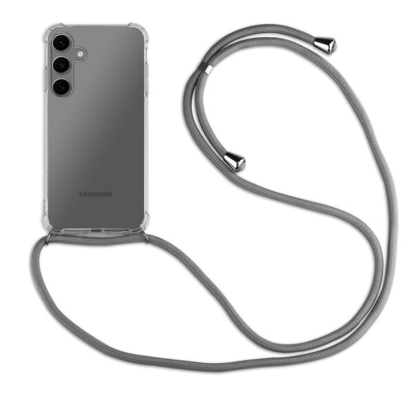Handykette für Samsung S24 FE Handyhülle mit Band Hülle Galaxy S24 FE in Grau