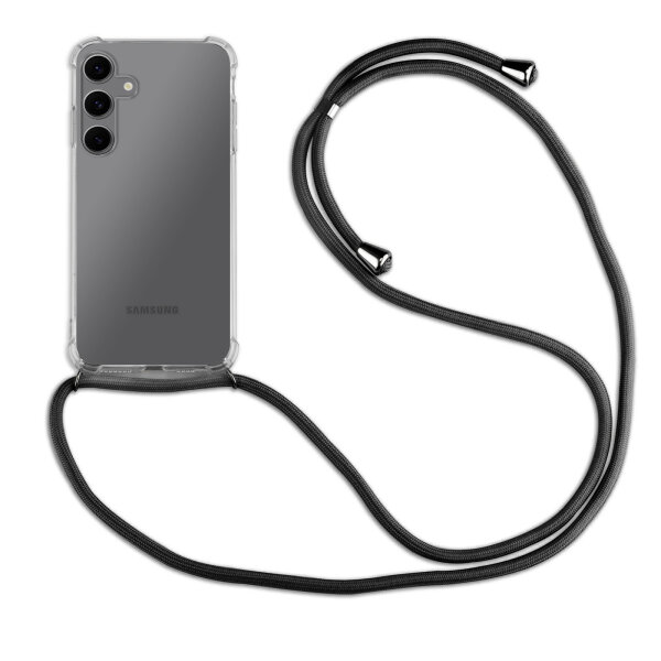 Handykette für Samsung S24 FE Handyhülle mit Band Hülle Galaxy S24 FE in Schwarz