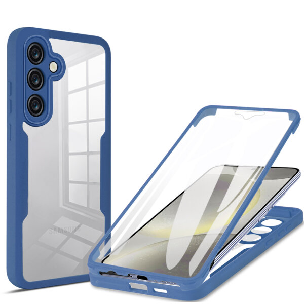 360° Grad Hülle für Samsung Galaxy S24 FE vollschutz mit Integriertem Displayschutz Blau