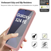 360° Grad Hülle für Samsung Galaxy S24 FE vollschutz mit Integriertem Displayschutz in Rosa