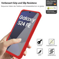 360° Grad Hülle für Samsung Galaxy S24 FE vollschutz mit Integriertem Displayschutz in Rot