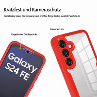 360° Grad Hülle für Samsung Galaxy S24 FE vollschutz mit Integriertem Displayschutz in Rot