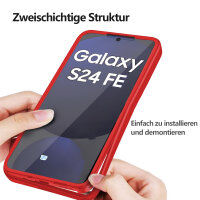 360° Grad Hülle für Samsung Galaxy S24 FE vollschutz mit Integriertem Displayschutz in Rot