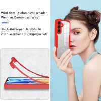 360° Grad Hülle für Samsung Galaxy S24 FE vollschutz mit Integriertem Displayschutz in Rot