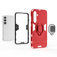 Handyhülle für Samsung Galaxy S24 FE Ring Case Hülle Outdoor Back Cover Bumper in Rot