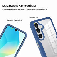 360° Hülle für Samsung A16, 360 Grad Handyhülle mit Integriertem Displayschutz in Blau