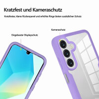 360° Hülle für Samsung A16, 360 Grad Handyhülle mit Integriertem Displayschutz in Lila