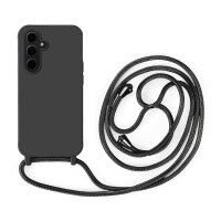 Handykette für Samsung Hanyhülle mit Band Hülle mit Kodel Smartphone Halskette Galaxy S24 FE in Schwarz