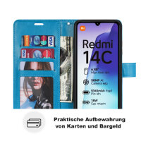 Handy Tasche für Xiaomi Redmi 14C / Poco C75 Hülle Handyhülle Klapphülle Wallet Case in Blau