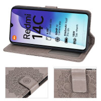 Handy Tasche für Xiaomi Redmi 14C / Poco C75 Hülle Handyhülle Klapphülle Wallet Case in Grau