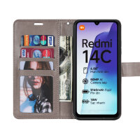 Handy Tasche für Xiaomi Redmi 14C / Poco C75 Hülle Handyhülle Klapphülle Wallet Case in Grau