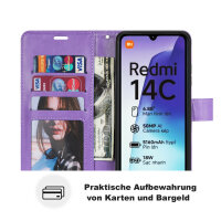 Handy Tasche für Xiaomi Redmi 14C / Poco C75 Hülle Handyhülle Klapphülle Wallet Case in Lila
