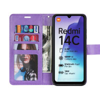 Handy Tasche für Xiaomi Redmi 14C / Poco C75 Hülle Handyhülle Klapphülle Wallet Case in Lila