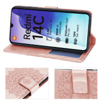 Handy Tasche für Xiaomi Redmi 14C / Poco C75 Hülle Handyhülle Klapphülle Wallet Case in Rosegold