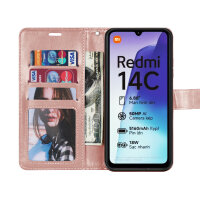 Handy Tasche für Xiaomi Redmi 14C / Poco C75 Hülle Handyhülle Klapphülle Wallet Case in Rosegold