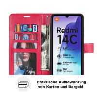 Handy Tasche für Xiaomi Redmi 14C / Poco C75 Hülle Handyhülle Klapphülle Wallet Case in Rot