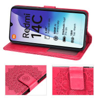 Handy Tasche für Xiaomi Redmi 14C / Poco C75 Hülle Handyhülle Klapphülle Wallet Case in Rot