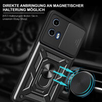 Outdoor Panzer Hülle Motorola Moto G34 Handyhülle mit Kameraschutz Ringhalter in Schwarz