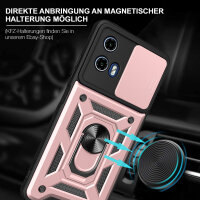 Outdoor Panzer Hülle Motorola Moto G34 Handyhülle mit Kameraschutz Ringhalter in Rosegold