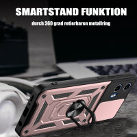 Outdoor Panzer Hülle Motorola Moto G34 Handyhülle mit Kameraschutz Ringhalter in Rosegold