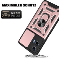 Outdoor Panzer Hülle Motorola Moto G34 Handyhülle mit Kameraschutz Ringhalter in Rosegold