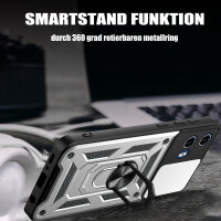 Outdoor Panzer Hülle Motorola Moto G34 Handyhülle mit Kameraschutz Ringhalter in Silber