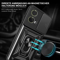 Outdoor Panzer Hülle Motorola Moto G85 Handyhülle mit Kameraschutz Ringhalter in Schwarz