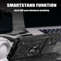 Outdoor Panzer Hülle Motorola Moto G85 Handyhülle mit Kameraschutz Ringhalter in Schwarz
