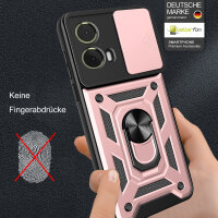 Outdoor Panzer Hülle Motorola Moto G85 Handyhülle mit Kameraschutz Ringhalter in Rosegold