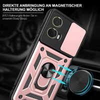 Outdoor Panzer Hülle Motorola Moto G85 Handyhülle mit Kameraschutz Ringhalter in Rosegold