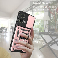 Outdoor Panzer Hülle Motorola Moto G85 Handyhülle mit Kameraschutz Ringhalter in Rosegold