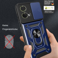 Outdoor Panzer Hülle Motorola Moto G85 Handyhülle mit Kameraschutz Ringhalter in Blau