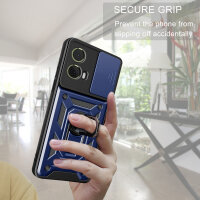 Outdoor Panzer Hülle Motorola Moto G85 Handyhülle mit Kameraschutz Ringhalter in Blau
