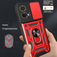 Outdoor Panzer Hülle Motorola Moto G85 Handyhülle mit Kameraschutz Ringhalter in Rot
