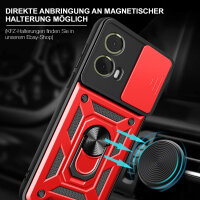 Outdoor Panzer Hülle Motorola Moto G85 Handyhülle mit Kameraschutz Ringhalter in Rot
