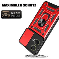 Outdoor Panzer Hülle Motorola Moto G85 Handyhülle mit Kameraschutz Ringhalter in Rot