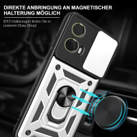 Outdoor Panzer Hülle Motorola Moto G85 Handyhülle mit Kameraschutz Ringhalter in Silber