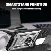 Outdoor Panzer Hülle Motorola Moto G85 Handyhülle mit Kameraschutz Ringhalter in Silber