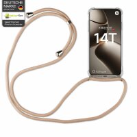 Handykett für Xiaomi 14T Hülle mit Kordel Handyhülle mit Band in Beige / Braun