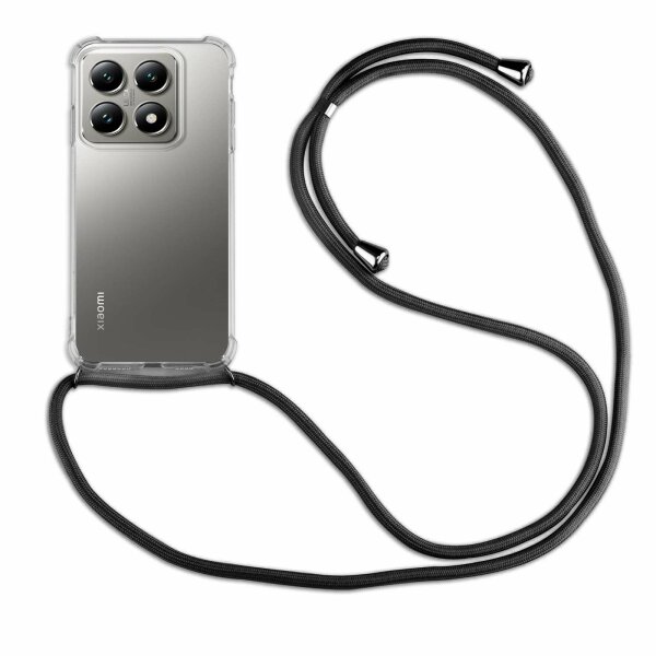Handykett für Xiaomi 14T Hülle mit Kordel Handyhülle mit Band in Schwarz