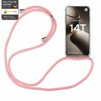 Handykett für Xiaomi 14T Hülle mit Kordel Handyhülle mit Band in Rosa