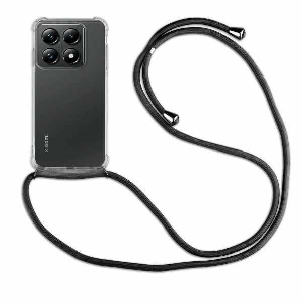 Handykett für Xiaomi 14T Pro Hülle mit Kordel Handyhülle mit Band in Schwarz
