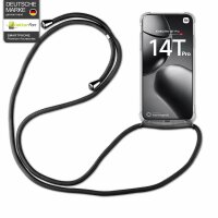 Handykett für Xiaomi 14T Pro Hülle mit Kordel Handyhülle mit Band in Schwarz