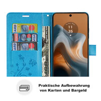 Hülle Motorola Moto G34 Handyhülle mit [Standfunktion][Kartenfächern] in Blau